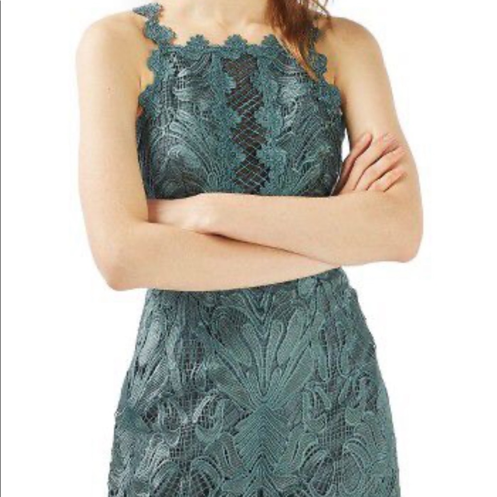 Topshop lace detail sleeveless A-line dress